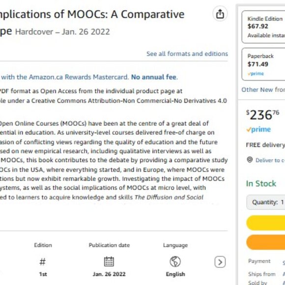 The Diffusion and Social Implications of MOOCs a Comparative Study HARDCOVER - Picture 2 of 2